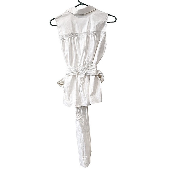 THEORY White Sleeveless Smocked Detail Blouse Size Small - Picture 4 of 8